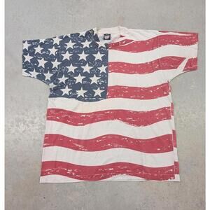 Vintage 90s American Flag All over print made in USA t-shirt